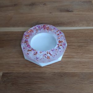 R/cendrier feuilles cuivrées et feuilles roses