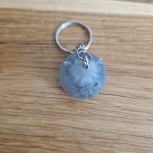R/porte clés boule animaux cochon gris