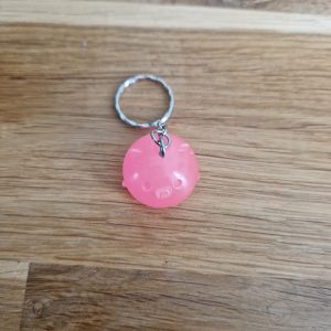 R/porte clés boule animaux rose fluo cochon