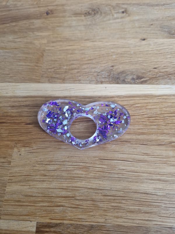R/bague de lecture feuilles violet feuilles argent forme coeur n° 14