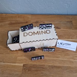 R/Domino feuilles violet feuilles argent et sa boîte