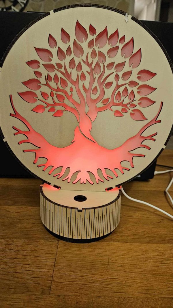 B/lampe arbre de vie feuilles lumineux découpé laser