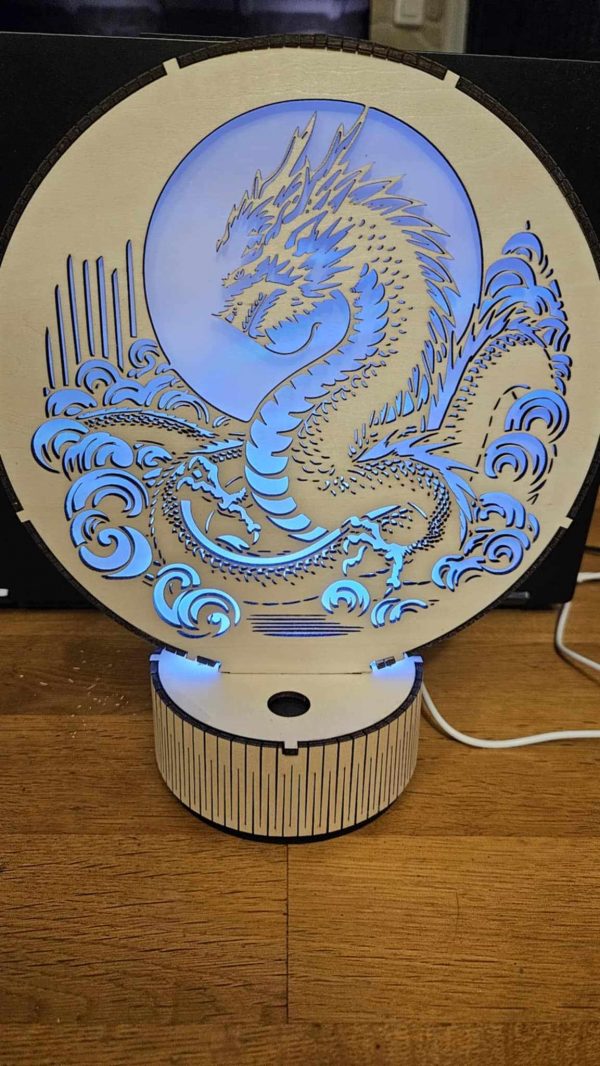 B/lampe dragon lumineuse découpée laser