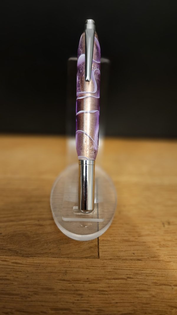 R/Stylo Roller AIGOUAL chromé- résine violet blanc transparente (52)