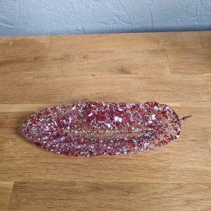 R/vide poche plume feuilles argent feuilles rouges