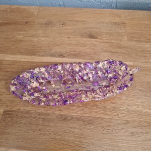 R/Vide poche plume feuilles or feuilles violet