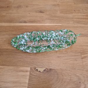 R/Vide poche plume feuilles argent feuilles vertes