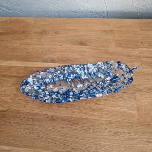 R/Vide poche plume feuilles argent feuilles bleues