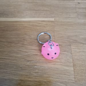 R/Porte clés boule animaux ours rose fluo (traits dessinés)