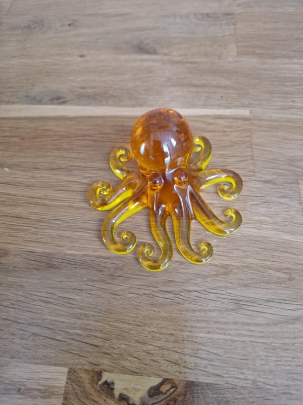 R/Figurine pieuvre cristal marron et jaune