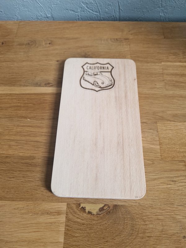 B/Planche en bois en hêtre gravée laser (cox California) verticale