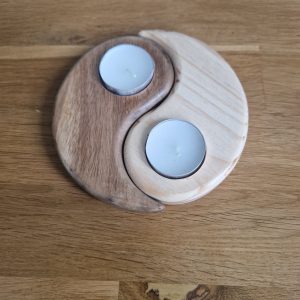 B/bougeoir yin & yang acacia et pin