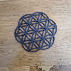 B/dessous de verre fleur de vie découpés laser bois teinté noir