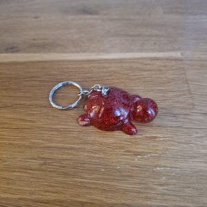 R/porte clés tortue rouge pailleté