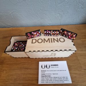 R/domino feuilles fuchsia feuilles or avec boîte