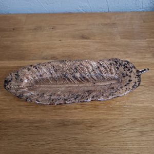 R/vide poche plume feuilles noires paillettes or