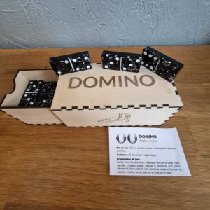 R/domino feuilles noires feuilles argent avec boîte