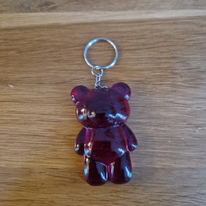 R/porte clés grand ourson debout violet blue