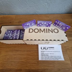 R/domino mica blanc et violet avec boite