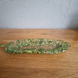 R/vide poche plume feuilles vertes feuilles or