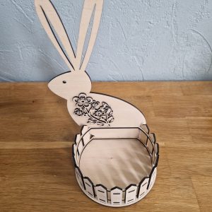B/panier lapin fleur découpé laser