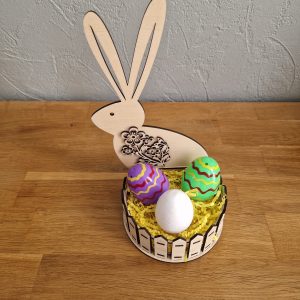 B/panier lapin fleur découpé laser
