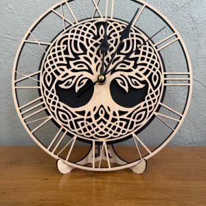 B/horloge gravée et découpée laser arbre de vie n° 2