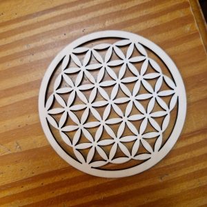 B/Dessous de verre fleur de vie ronds découpés laser bois naturel diamètre 10