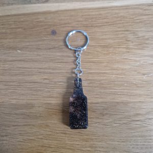 R/porte clés bouteille feuilles noires feuilles argent