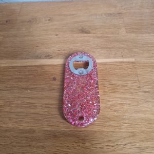 R/Décapsuleur forme ellipse feuilles roses feuilles argent n° 9