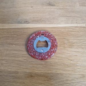 R/Décapsuleur forme ronde feuilles roses feuilles argent n° 7