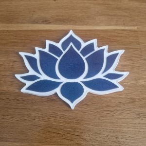 R/fleur de lotus à plat violet bleu entourage blanc