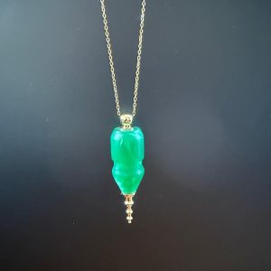 B/collier pendule tourné en résine verte (tube cône)