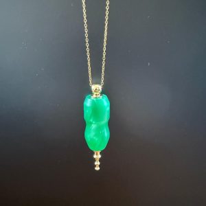 B/collier pendule tourné en résine verte (tube)