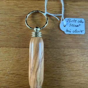 B/porte clés secret tourné en bois d'olivier (tube épais)