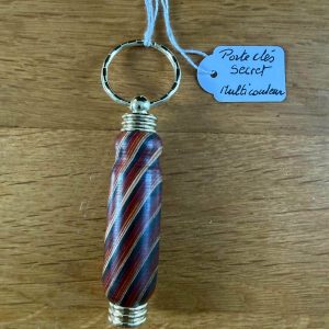 B/Porte clés secret tourné en bois multicolore (tube non strié)