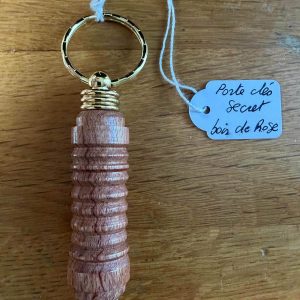 B/porte clés secret tourné en bois de rose (tube strié)