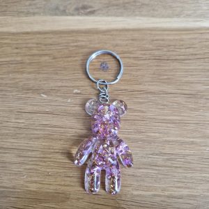 623R/porte clés ourson mr bean feuilles or feuilles argent