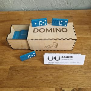 622R/domino bleu et  blanc avec sa boîte