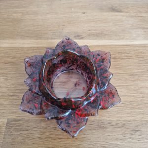 626R/bougeoir fleur de lotus GM feuilles noires feuilles rouges